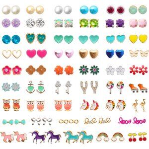 👑Women's Comfortable to Wear Fashion Costume 69 Pcs Colorful Colorful Studs Set